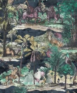 Brand Mckenzie Animal Islands Wallpaper, Midnight Blue