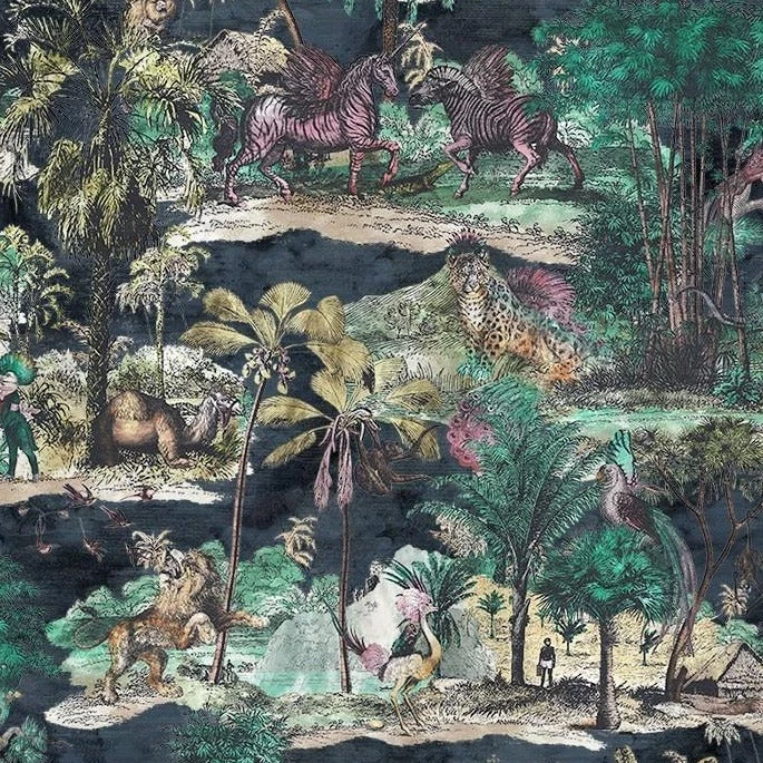 Brand Mckenzie Animal Islands Wallpaper, Midnight Blue 3 Brand Mckenzie Animal Islands Wallpaper, Midnight Blue