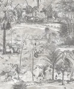 Brand Mckenzie Animal Islands Wallpaper, Muted Grey