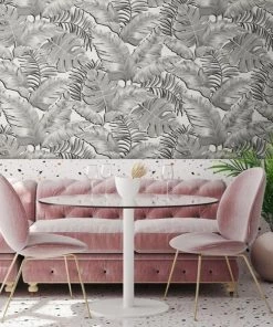 Brand Mckenzie Banana Leaves Max Wallpaper, Black & White