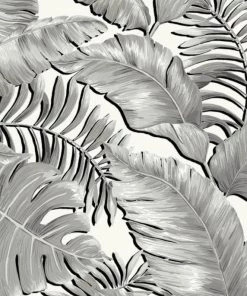 Brand Mckenzie Banana Leaves Max Wallpaper, Black & White