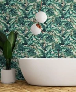 Brand Mckenzie Banana Leaves Wallpaper Blush Pink Memphis To Miami