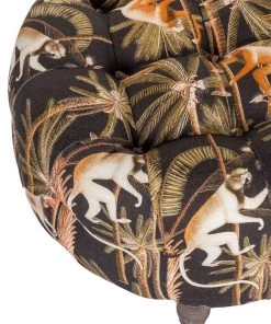 Mind The Gap Fez Tufted Stool - Barbados Linen Havana Tropicana