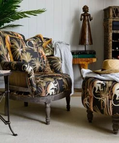 Mind The Gap Fez Tufted Stool - Barbados Linen Havana Tropicana