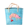 Rice By Rice Blue Raffia Weekend Bag With Shrimp New