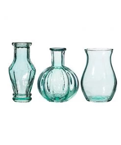 Sass & Belle Bohemian Dream Set Of 3 Blue Recycled Vases Small