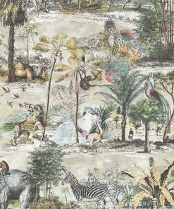 Brand Mckenzie Animal Islands Wallpaper, Bamboo Green Havana Tropicana