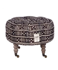 Mind The Gap Indigena Fez Tufted Stool - Bogolanfini
