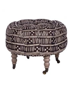 Mind The Gap Indigena Fez Tufted Stool - Bogolanfini