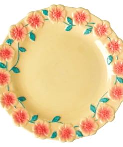 Rice By Rice New Ceramic Floral Dinner Plate - Cream