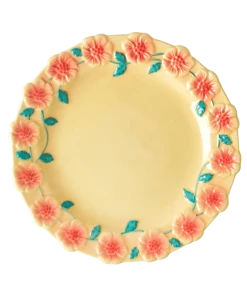 Rice By Rice New Ceramic Floral Side Plate - Cream