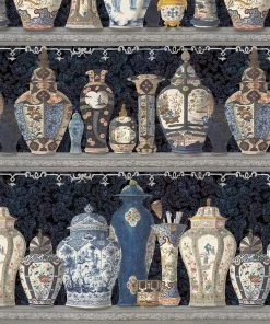 Mind The Gap Ceramic Wonders Indigo Wallpaper