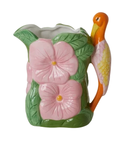Rice By Rice Heron And Flower Ceramic Jug Vase