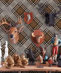 Mind The Gap Checkered Patchwork Brown Wallpaper Wallpaper & Paint