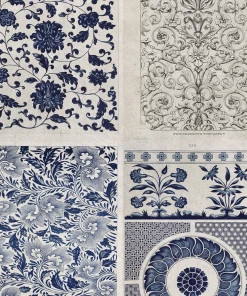 Mind The Gap Chinese Pattern Blue Wallpaper Indigena