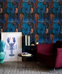Mind The Gap Coral Reef Ultramarine Wallpaper Rose & Thorn