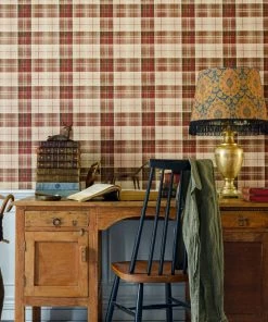 Mind The Gap Folk Couture Countryside Plaid Leather Wallpaper