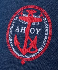 Mind The Gap Blue Skies Ahead Ahoy Linen Embroidered Cushion