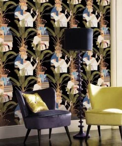Mind The Gap Egyptian Queens Anthracite Wallpaper Wallpaper & Paint