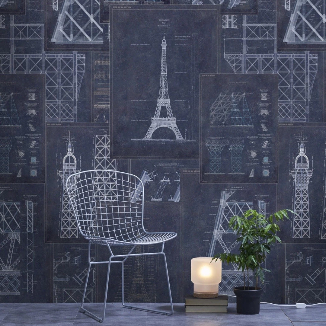Mind The Gap Grand Eiffel Blue Wallpaper Les Jardins Royaux 4 Mind The Gap Grand Eiffel Blue Wallpaper Les Jardins Royaux