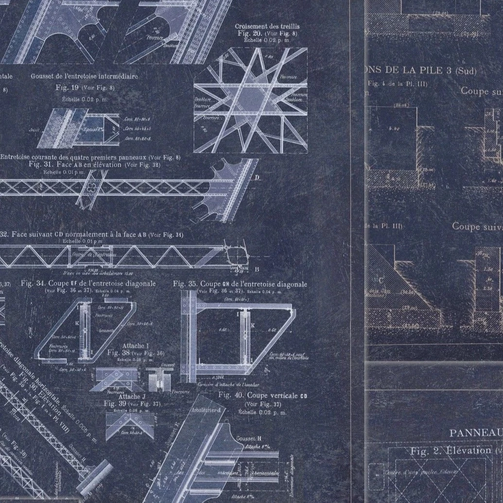 Mind The Gap Grand Eiffel Blue Wallpaper Les Jardins Royaux 3 Mind The Gap Grand Eiffel Blue Wallpaper Les Jardins Royaux