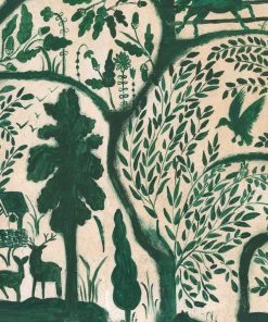 Mind The Gap The Enchanted Woodland Green Wallpaper Folk Couture