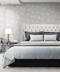 Brand Mckenzie Exotic Birds Wallpaper, Concrete Grey Les Jardins Royaux