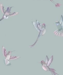 Brand Mckenzie Exotic Birds Wallpaper, Duck Egg Blue