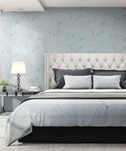 Brand Mckenzie Exotic Birds Wallpaper, Duck Egg Blue