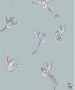 Brand Mckenzie Exotic Birds Wallpaper, Duck Egg Blue
