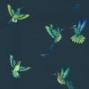 Brand Mckenzie Rose & Thorn Exotic Birds Wallpaper, Midnight Blue