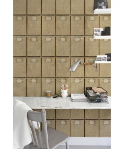 Mind The Gap Fabric Covers Taupe Wallpaper