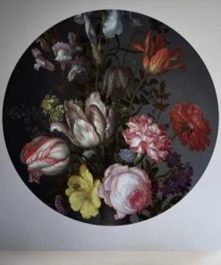 BN Wallpaper Circles Flowers In A Vase Rose & Thorn