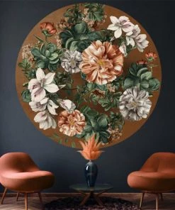 BN Wallpaper Circles Flowers Amber Background