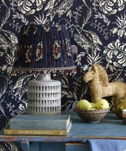 Mind The Gap Folk Couture Pleated Cone Lampshades - Flourish Blue