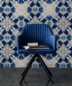 Mind The Gap Shibori Flower Wallpaper Blue Skies Ahead