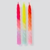 Pink Stories Neon Twisted Candles Shades Of Fruit Salad - Set Of 3