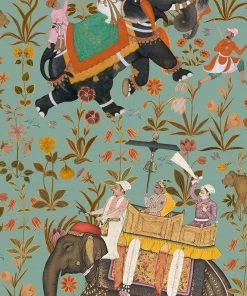 Mind The Gap Hindustan Aquamarine Linen Cushion