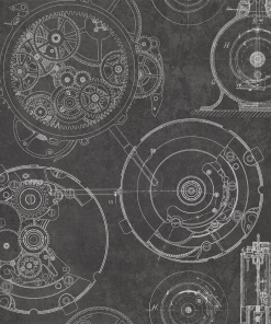 Mind The Gap Horlogerie Anthracite Wallpaper