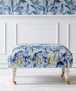 Mind The Gap Hudson Upholstered Stool In Sundance Fabrics