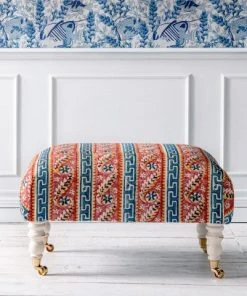 Mind The Gap Hudson Upholstered Stool In Sundance Fabrics