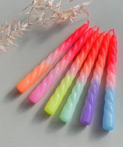 Pink Stories Neon Twisted Candles Ice Cream Pink - Set Of 3