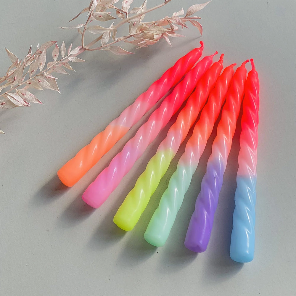 Pink Stories Neon Twisted Candles Ice Cream Pink - Set Of 3 4 Pink Stories Neon Twisted Candles Ice Cream Pink - Set Of 3