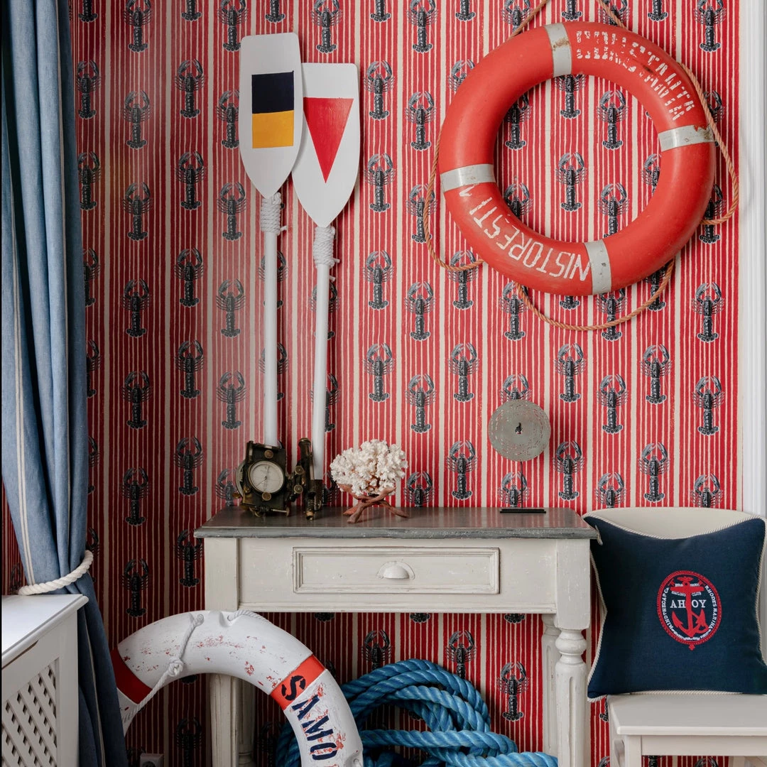 Mind The Gap Mediterranean Lobsters, Light Grey Wallpaper 4 Mind The Gap Mediterranean Lobsters, Light Grey Wallpaper