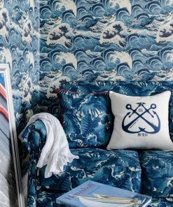 Mind The Gap Sea Waves, Light Blue Wallpaper