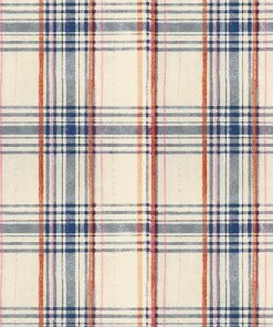 Mind The Gap Seaport Plaid, Cream Wallpaper