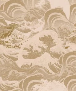 Mind The Gap Blue Skies Ahead Sea Waves, Taupe Wallpaper