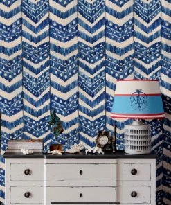 Mind The Gap Blue Skies Ahead Turkish Ikat, Tangerine Wallpaper