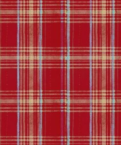 Mind The Gap Blue Skies Ahead Seaport Plaid, Red Wallpaper
