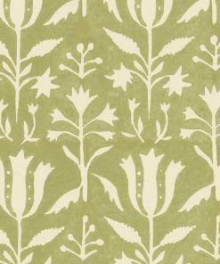 Mind The Gap Folk Couture Tulipan Indigo Wallpaper